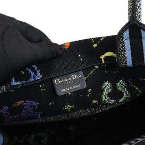 Book Tote Medium Pixel Zodiac Canvas Embroidered Black Multicolor