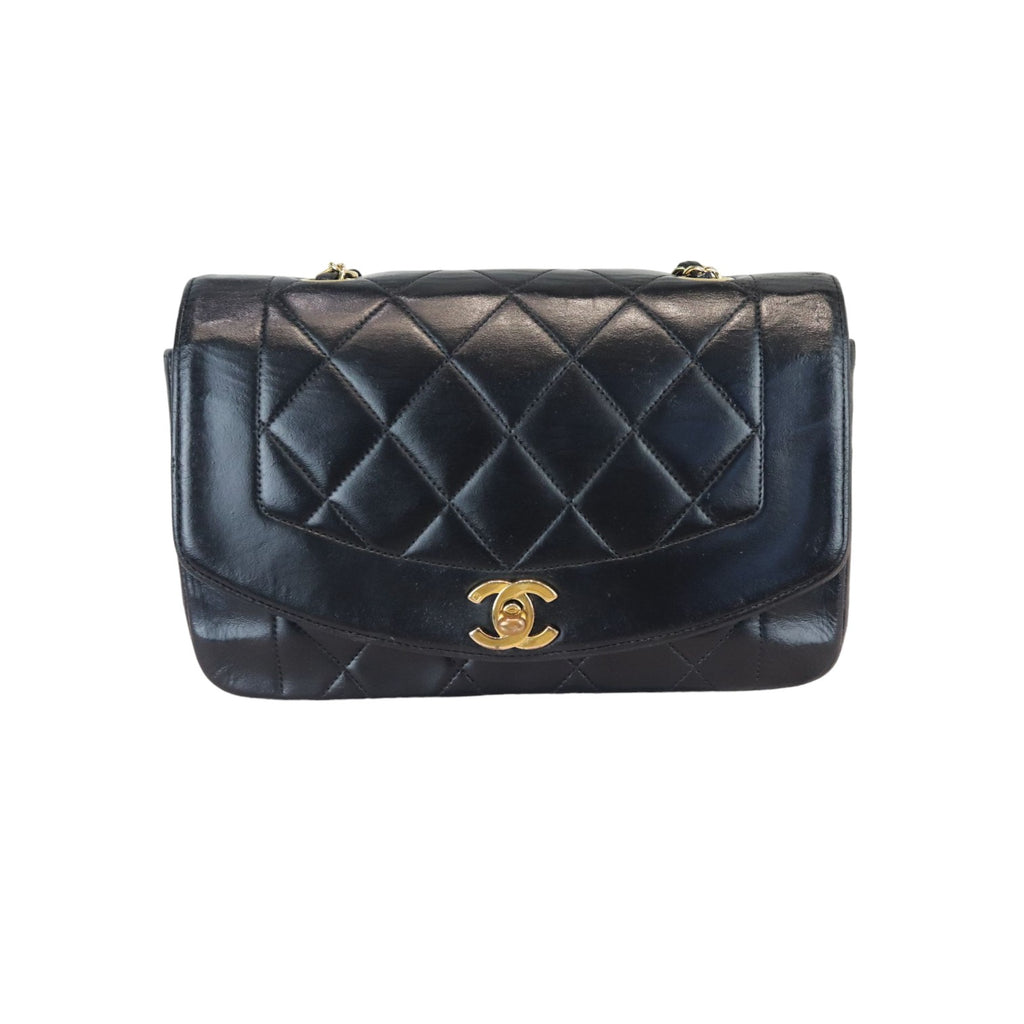 Diana Small Single Flap Lambskin Quilted Black GHW