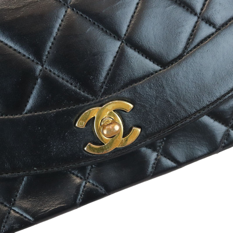 Diana Small Single Flap Lambskin Quilted Black GHW