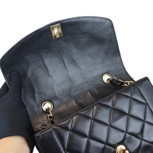 Diana Small Single Flap Lambskin Quilted Black GHW