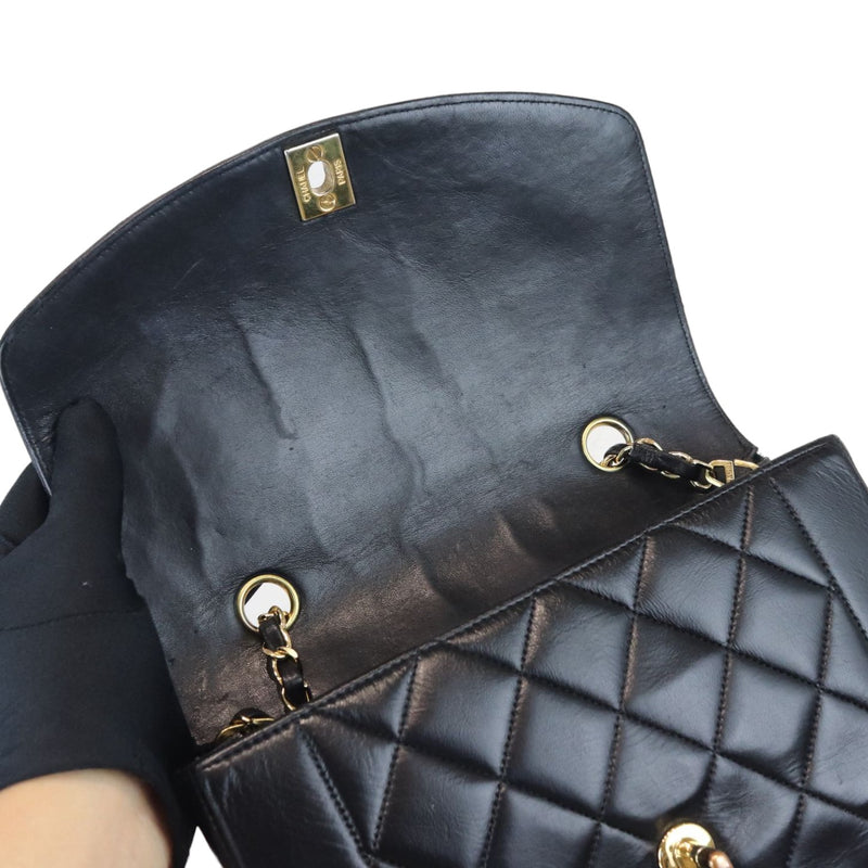 Diana Small Single Flap Lambskin Quilted Black GHW