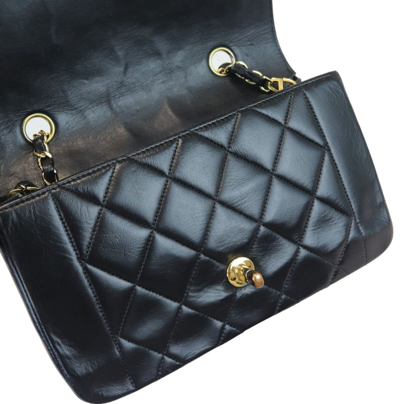 Diana Small Single Flap Lambskin Quilted Black GHW