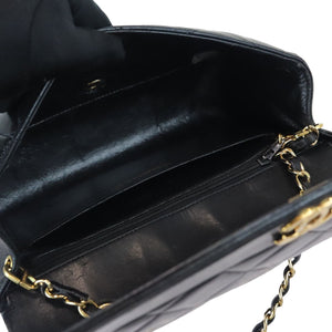 Diana Small Single Flap Lambskin Quilted Black GHW