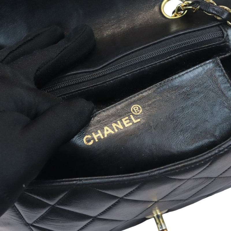 Diana Small Single Flap Lambskin Quilted Black GHW