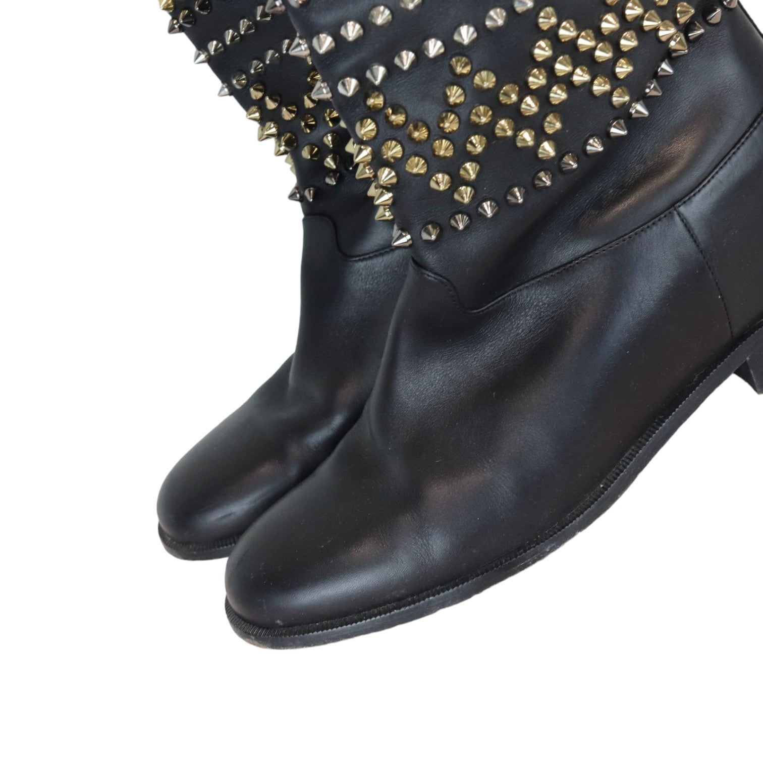 Christian Louboutin - studs boots , 刺激 Christian Louboutin Leather Studded Thigh High Boots | EBTH