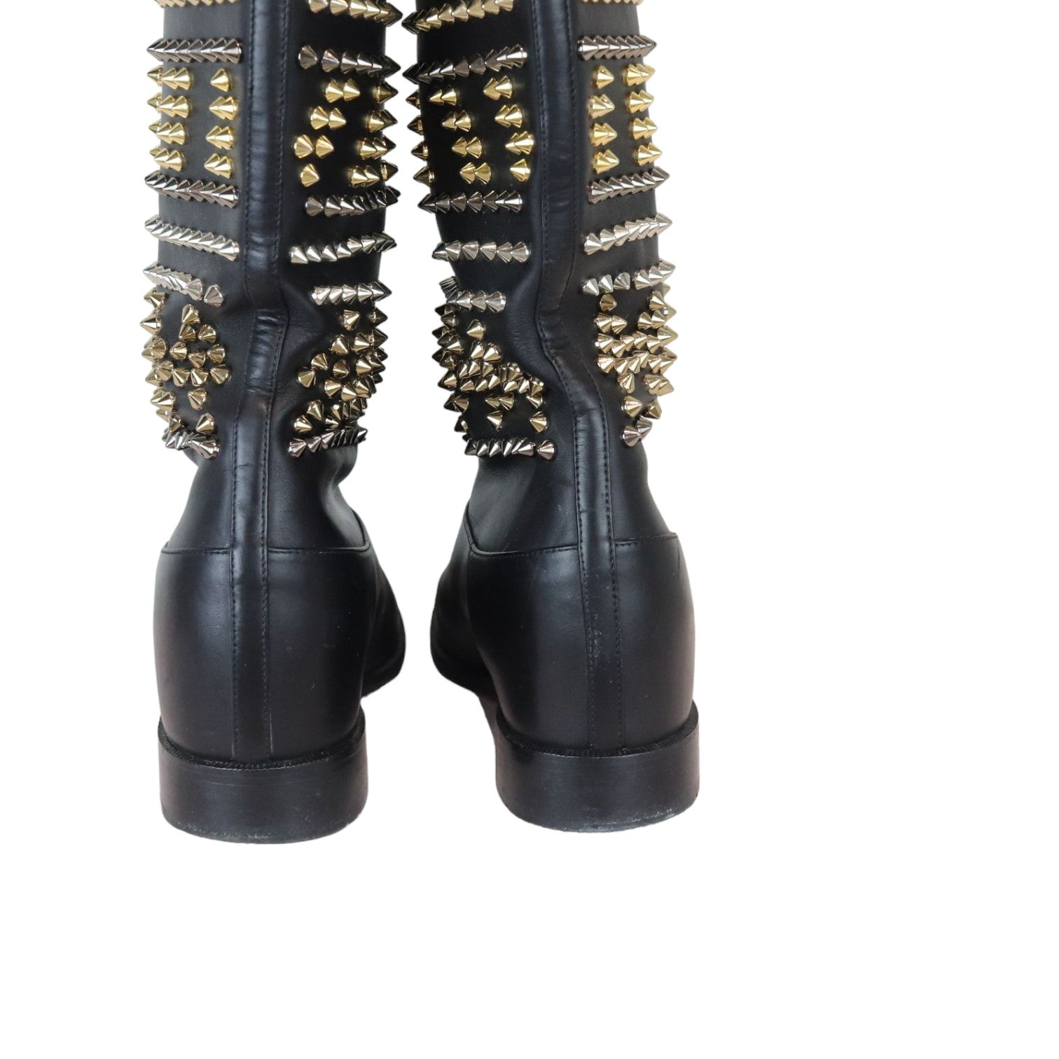 Christian Louboutin - studs boots , 刺激 Christian Louboutin Leather Studded Thigh High Boots | EBTH
