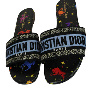 Dway Slide Sandals Pixel Zodiac Canvas Black Size 38.5