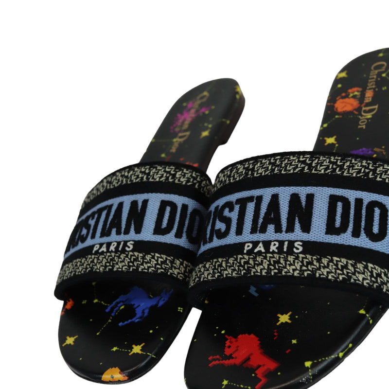 Dway Slide Sandals Pixel Zodiac Canvas Black Size 38.5