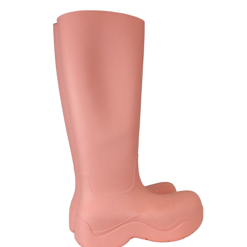 Knee High Boots Puddle Rubber Pink Size 38