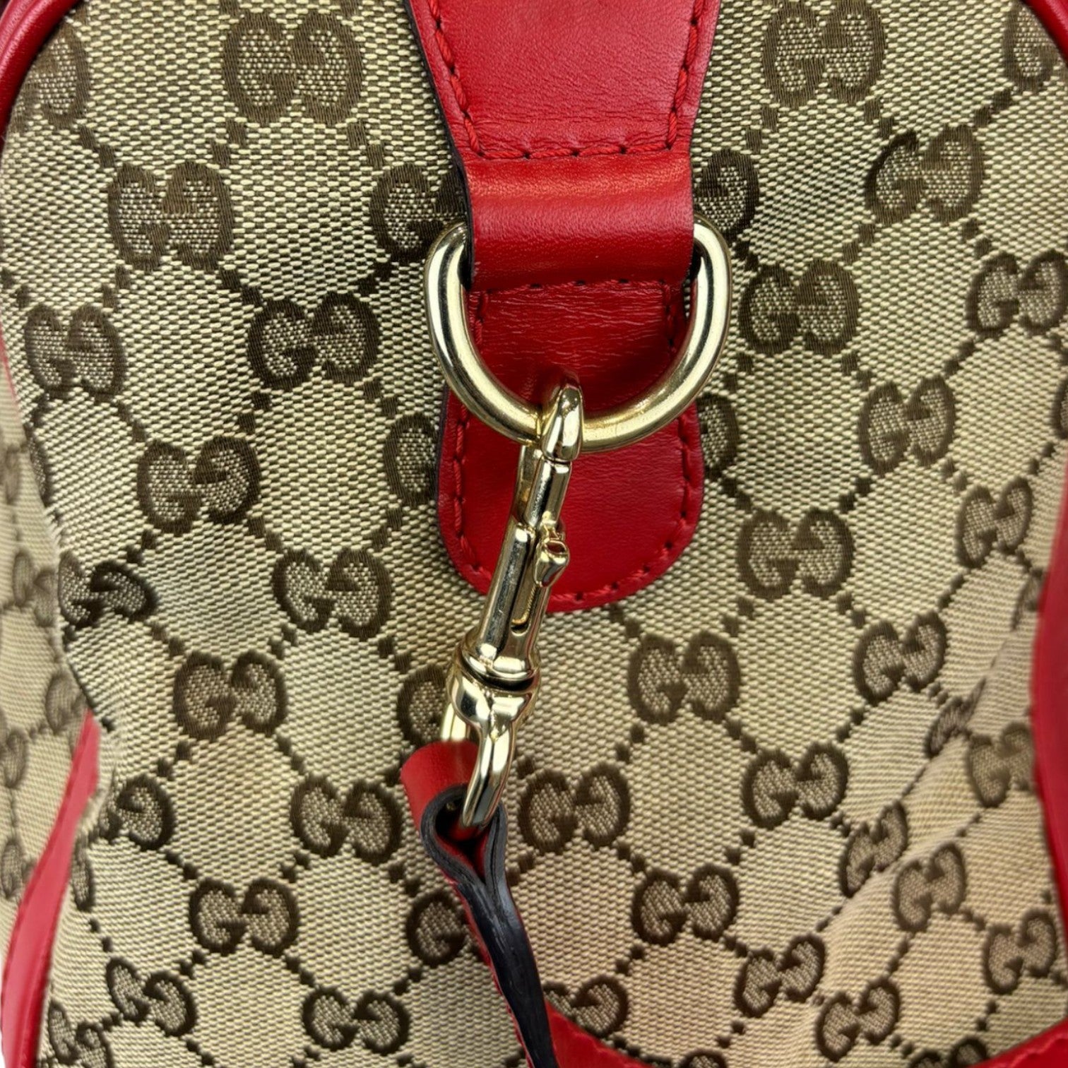 Gucci Vintage Web Boston Medium Monogram Red GHW – Bag Religion