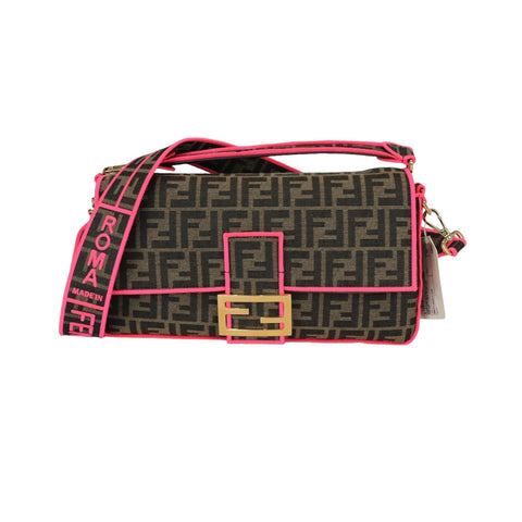 Embossed Zucca Leather Belt Bag Brown Black SHW
