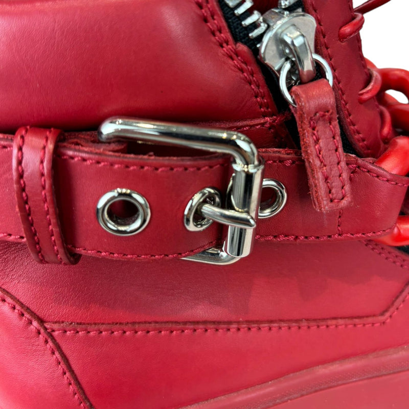 Red Tonal Chain High Top Sneakers Red Size 37.5