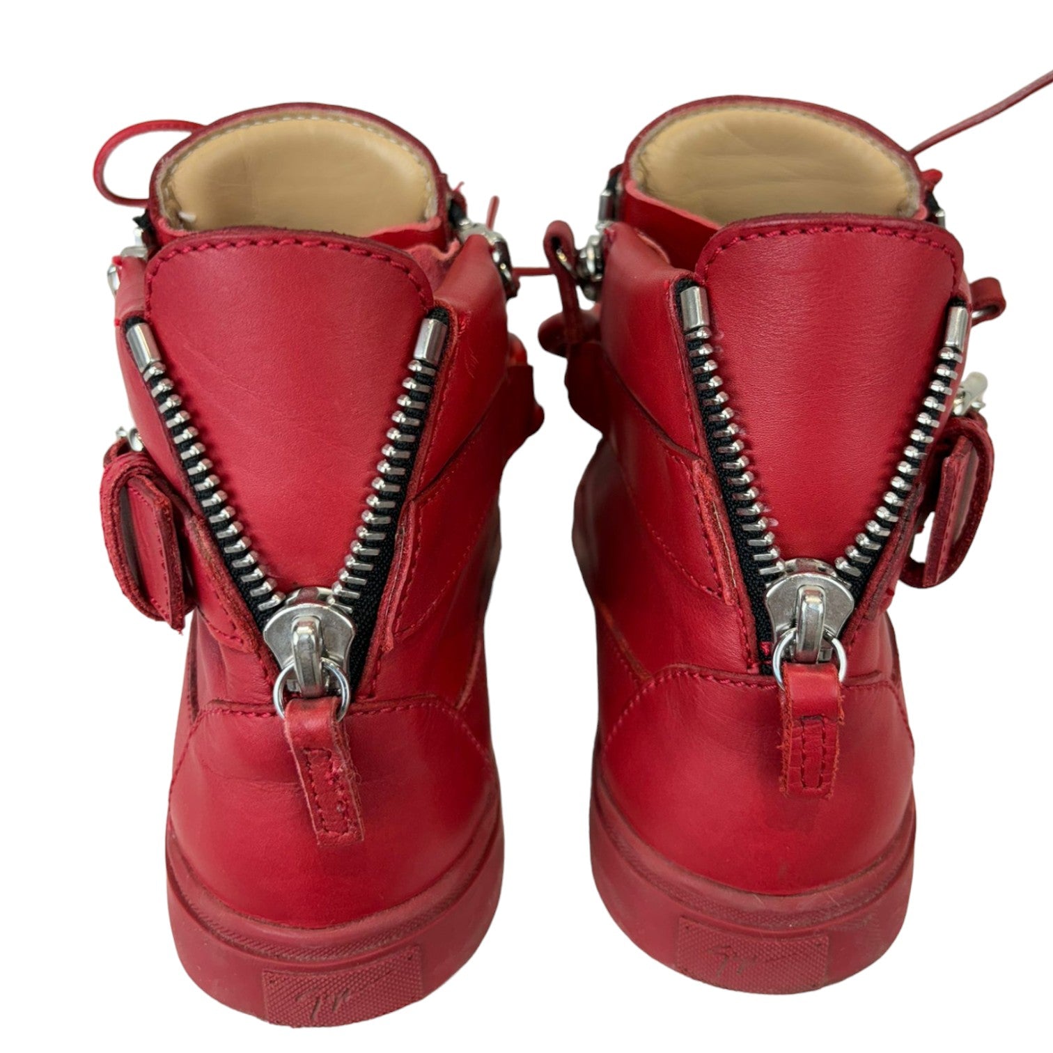 Giuseppe Zanotti Red Tonal Chain High Top Sneakers Red Size