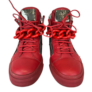 Red Tonal Chain High Top Sneakers Red Size 37.5
