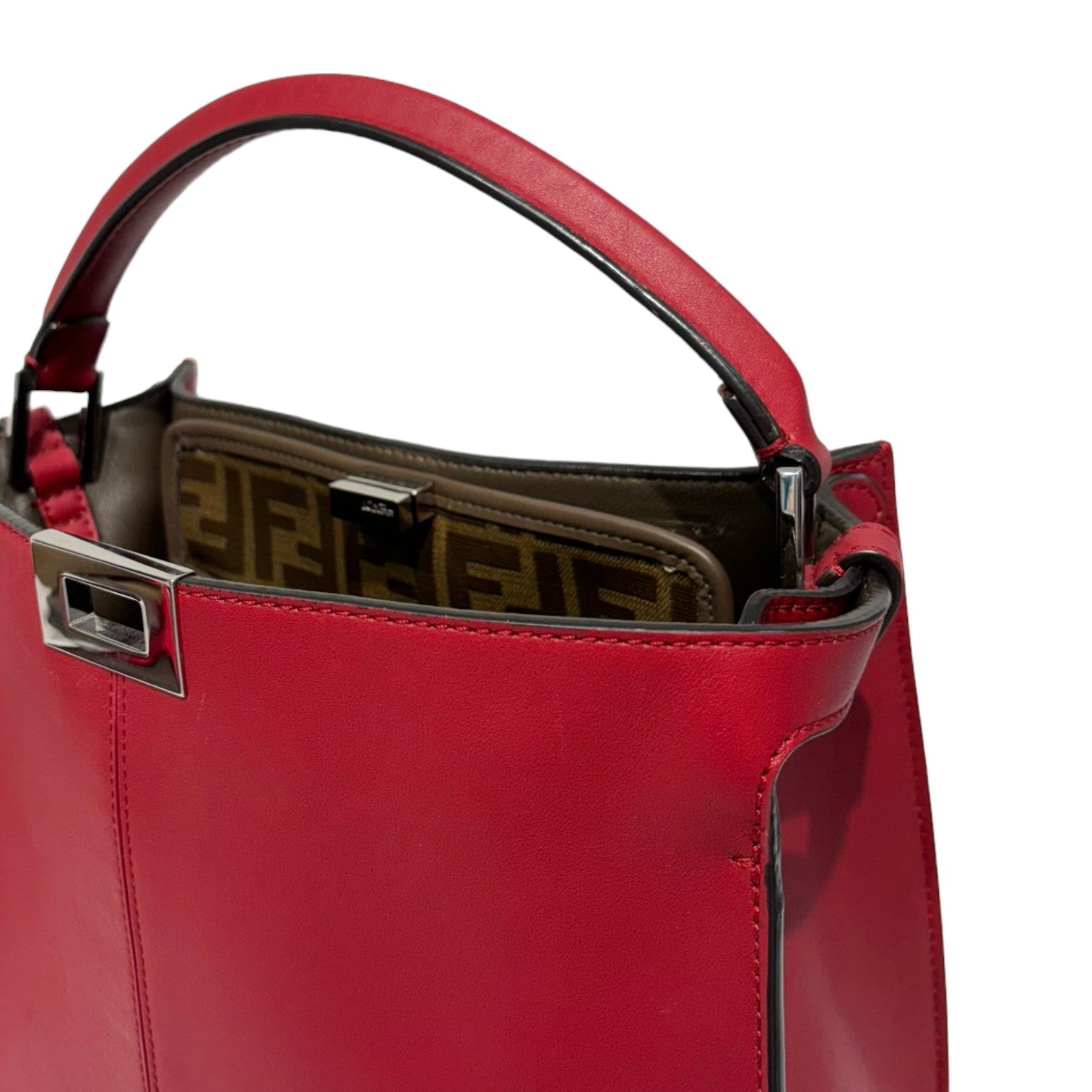 Fendi Vitello Seta Glazed Fabric FF 1974 Medium Peekaboo X-Lite