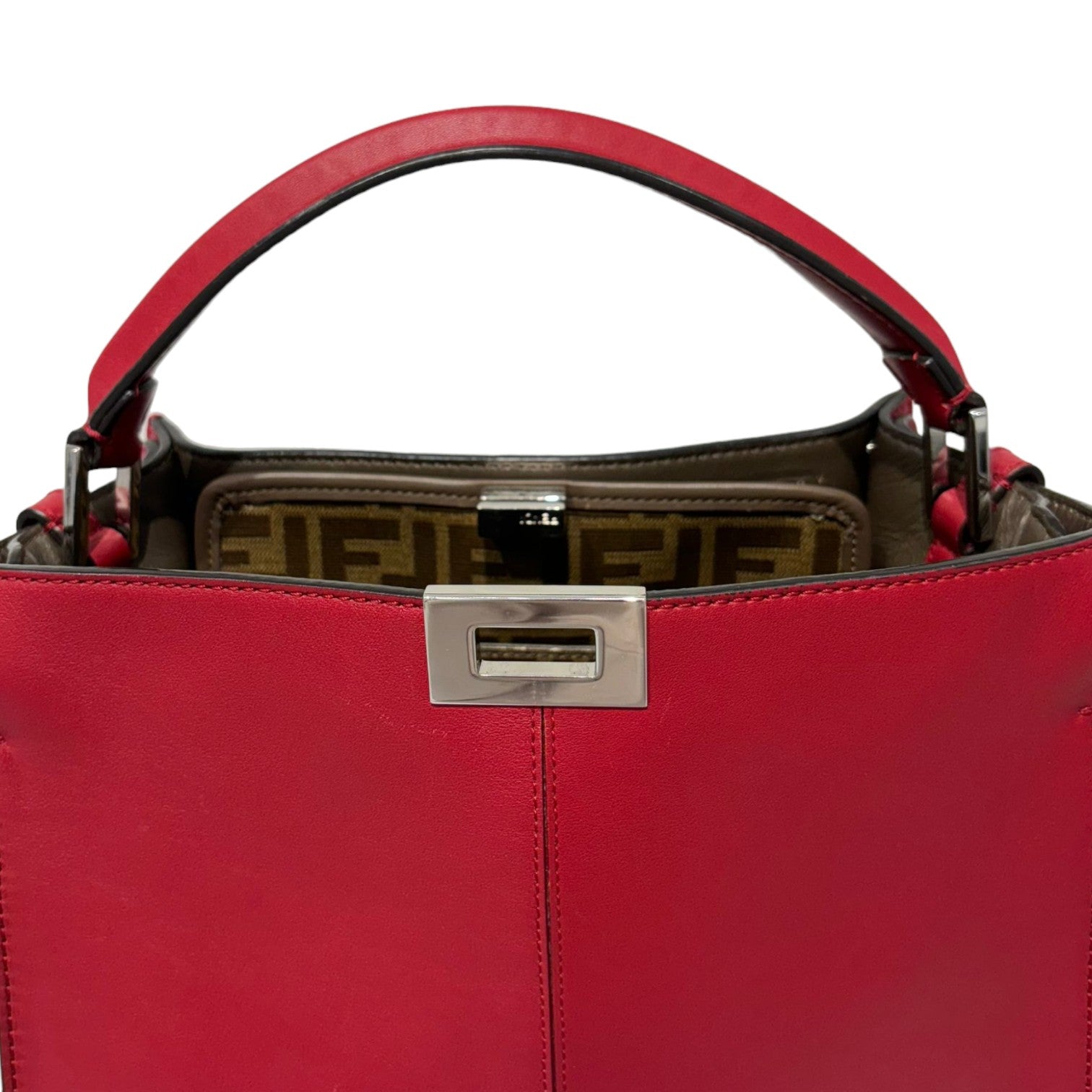Fendi Vitello Seta Glazed Fabric FF 1974 Medium Peekaboo X-Lite
