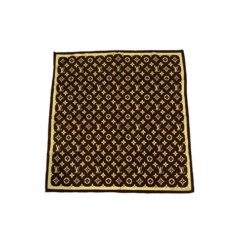 Leopard Monogram Square Scarf Silk Brown