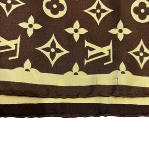 Vintage Silk Logo Square Scarf Brown