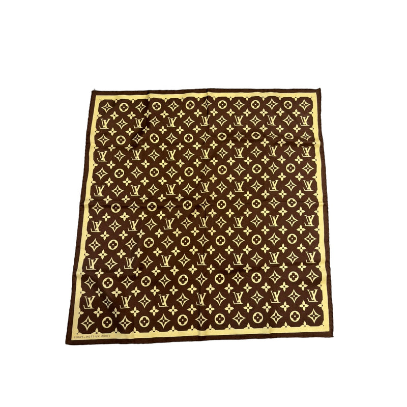 Vintage Silk Logo Square Scarf Brown