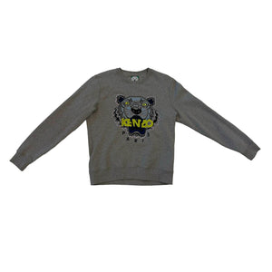 Crewneck Sweatshirt Tiger Embroidered Cotton Grey XL Mens