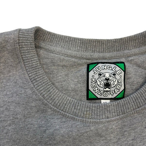 Crewneck Sweatshirt Tiger Embroidered Cotton Grey XL Mens