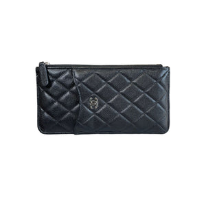 CC Multi Functional Zip Pouch Caviar Leather Black SHW