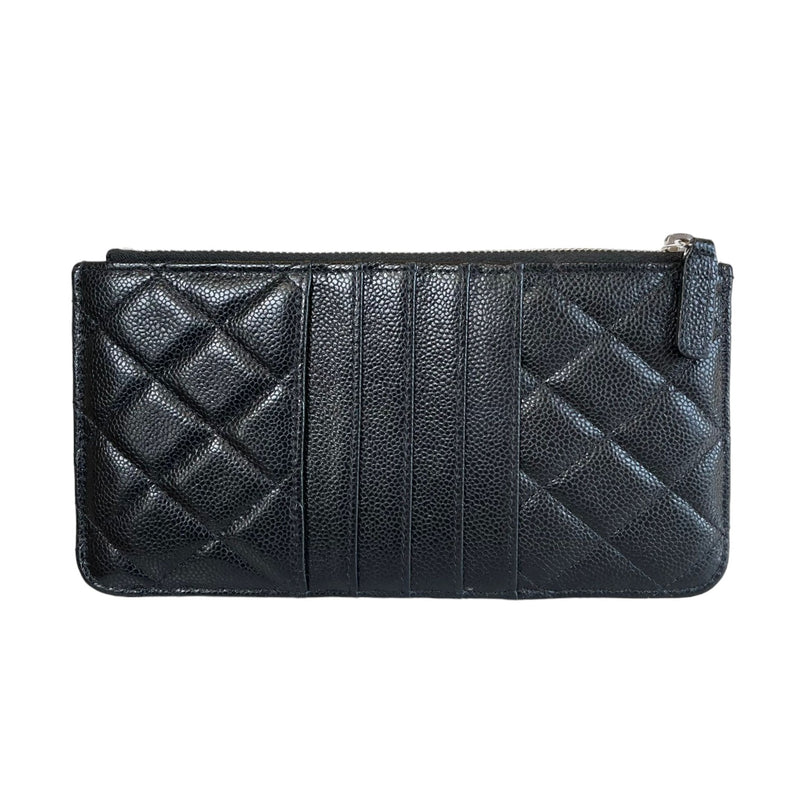 CC Multi Functional Zip Pouch Caviar Leather Black SHW