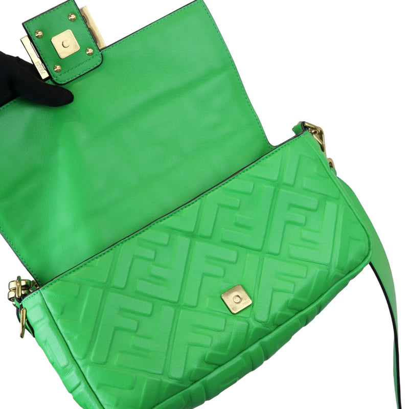Baguette Mini 1974 Nappa FF Embossed Green GHW