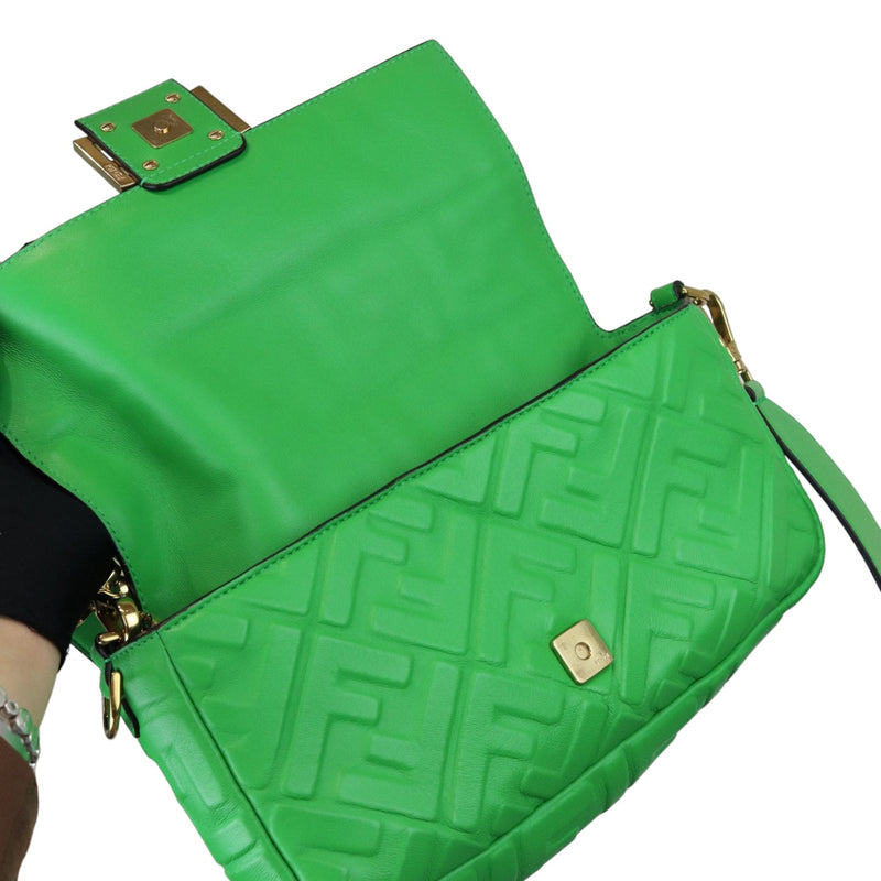 Baguette Mini 1974 Nappa FF Embossed Green GHW