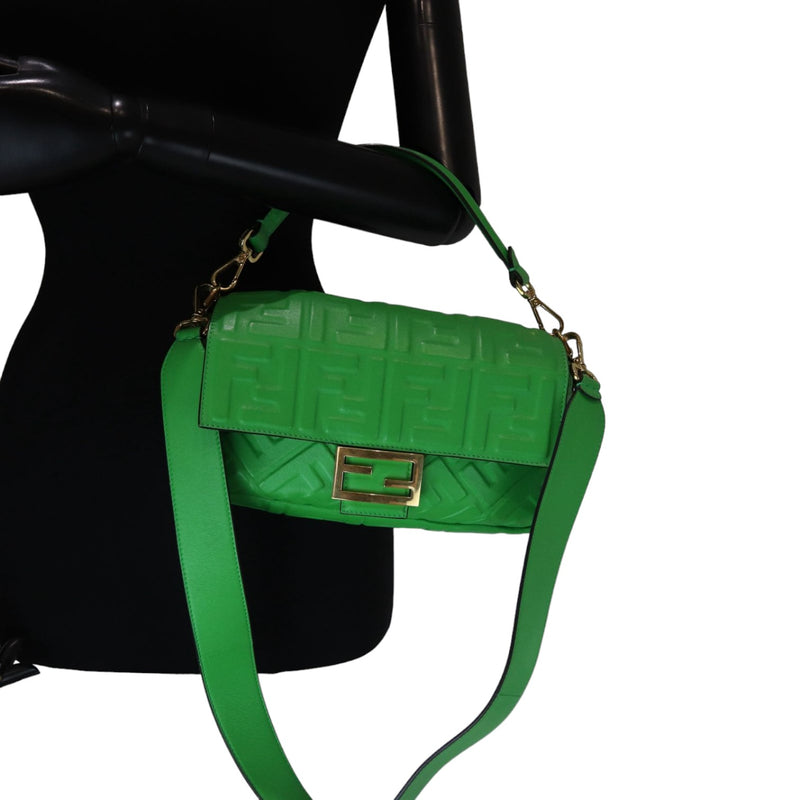 Baguette Mini 1974 Nappa FF Embossed Green GHW