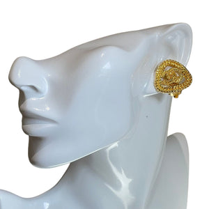 Vintage CC Logos Clip-On Earrings Gold Plated