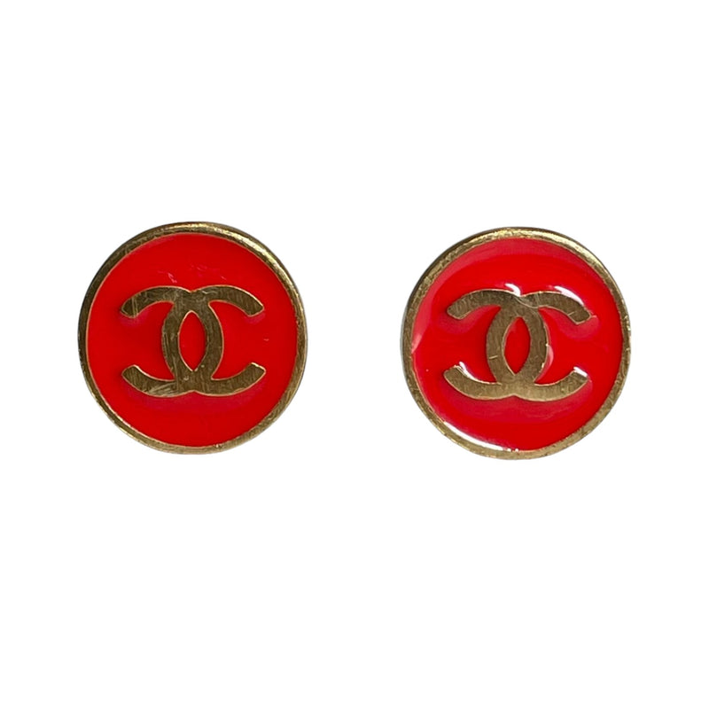 Vintage Coco Mark Round Clip-on Earrings Gold Plated