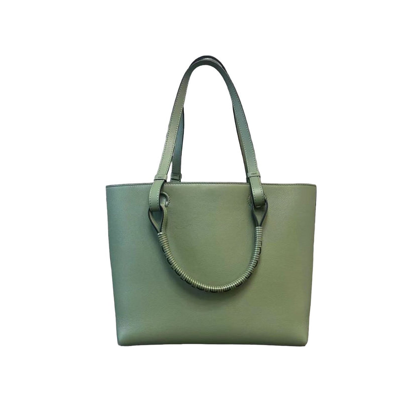 Anagram Tote Medium Calfskin Leather Green