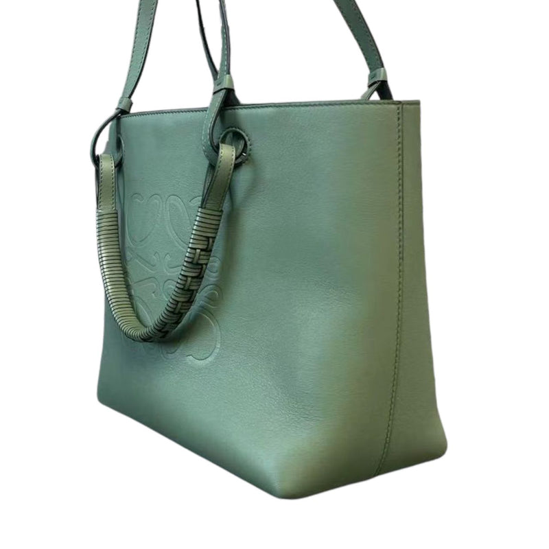 Anagram Tote Medium Calfskin Leather Green