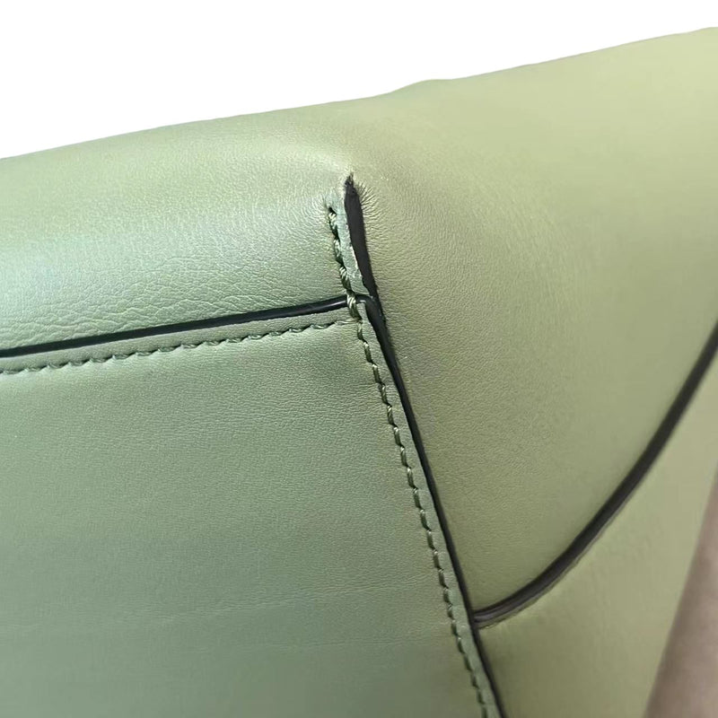 Anagram Tote Medium Calfskin Leather Green