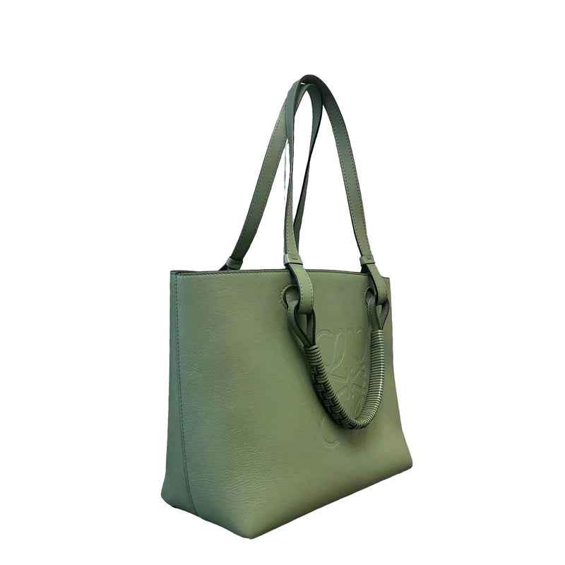 Anagram Tote Medium Calfskin Leather Green