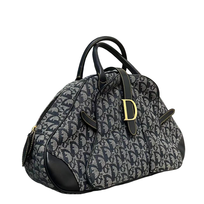 Double Saddle Bowler Monogram Canvas Navy Blue GHW