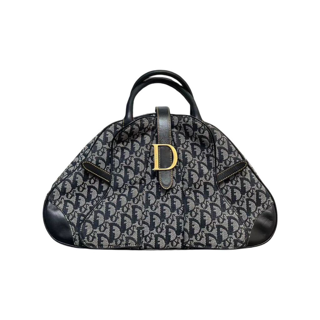 Double Saddle Bowler Monogram Canvas Navy Blue GHW