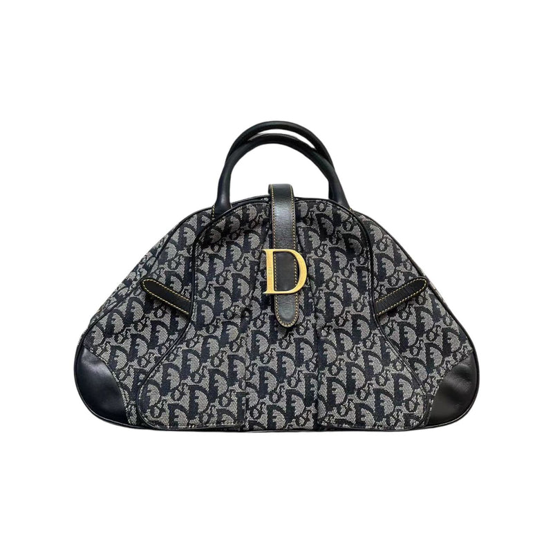 Double Saddle Bowler Monogram Canvas Navy Blue GHW