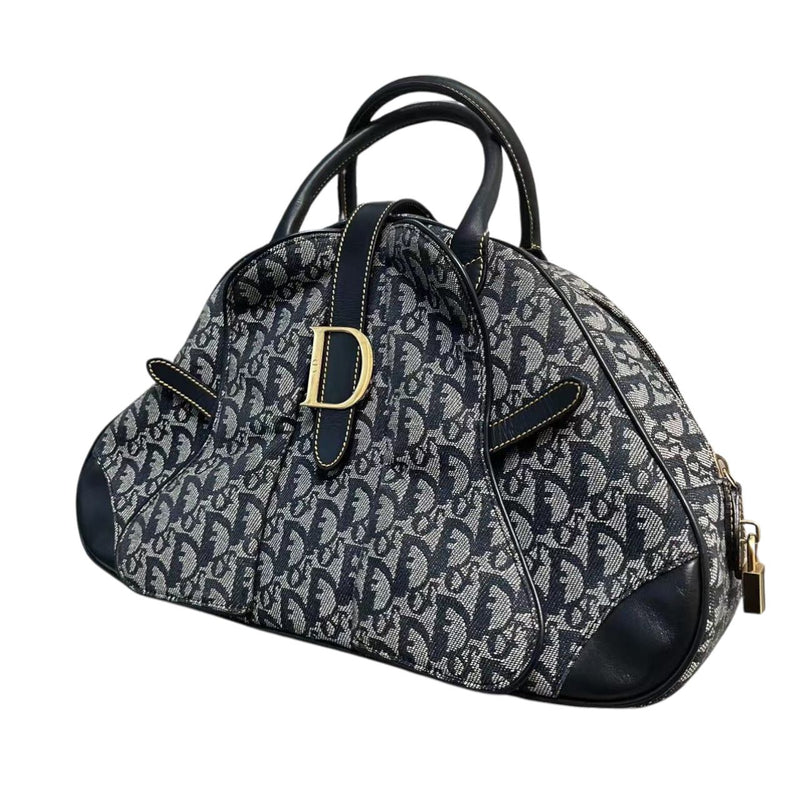 Double Saddle Bowler Monogram Canvas Navy Blue GHW