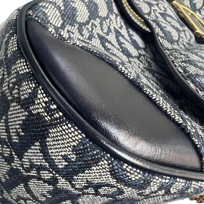 Double Saddle Bowler Monogram Canvas Navy Blue GHW