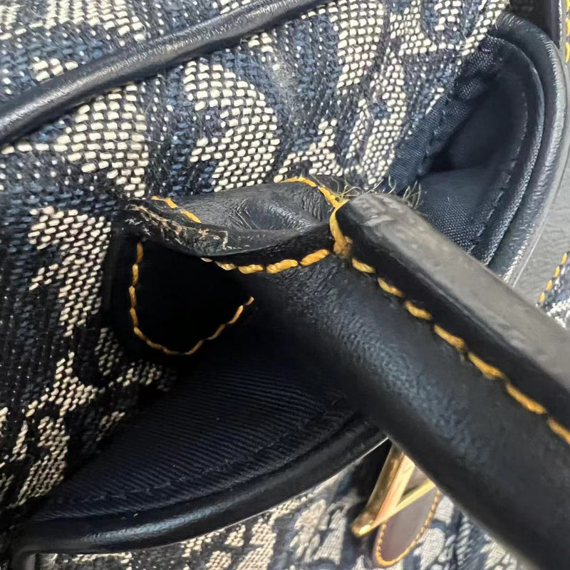 Double Saddle Bowler Monogram Canvas Navy Blue GHW