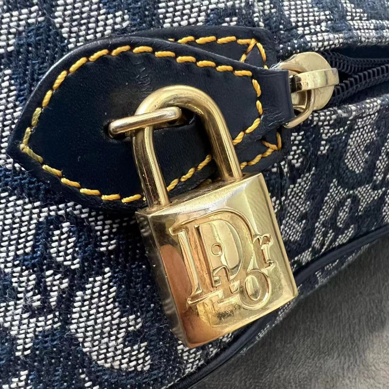 Double Saddle Bowler Monogram Canvas Navy Blue GHW