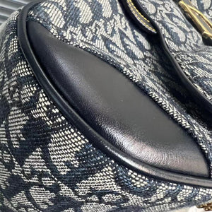 Double Saddle Bowler Monogram Canvas Navy Blue GHW