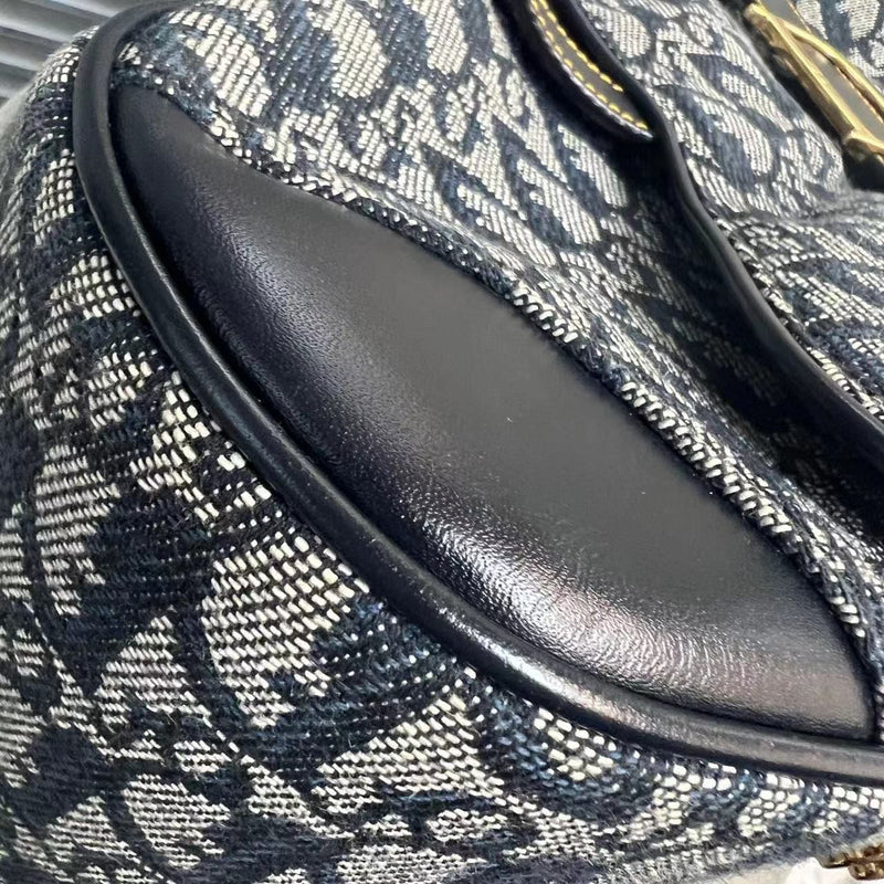 Double Saddle Bowler Monogram Canvas Navy Blue GHW