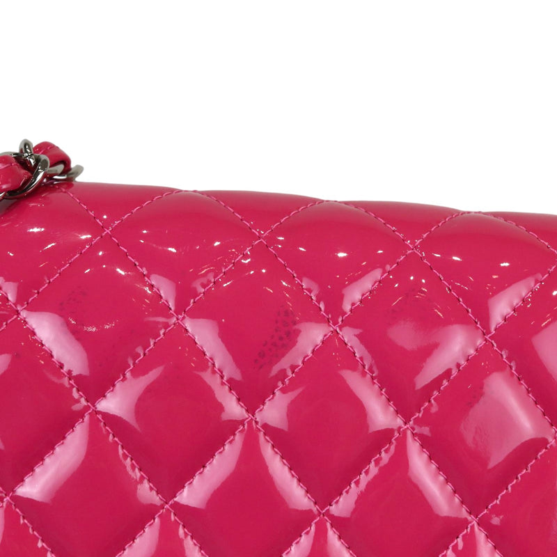 Classic Flap Medium Patent Quilted Pink SHW