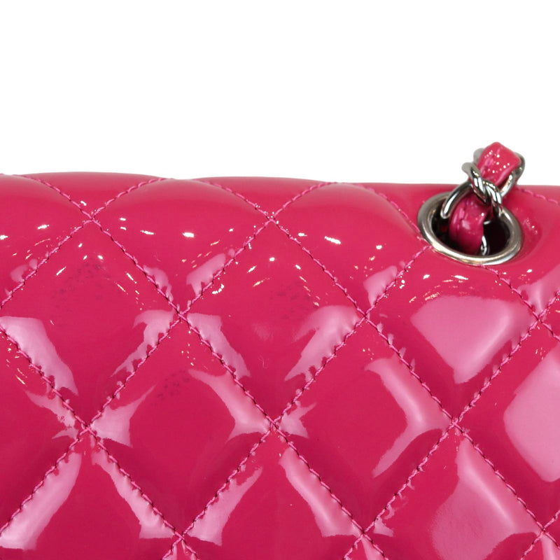Classic Flap Medium Patent Quilted Pink SHW