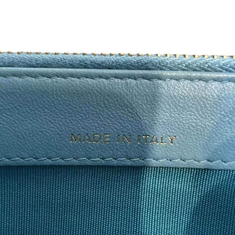 Wallet on Chain WOC Small Lambskin Quilted Light Blue GHW