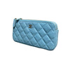 Wallet on Chain WOC Small Lambskin Quilted Light Blue GHW