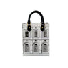 X Fornasetti Architettura Petit Sac Plat Calfskin Black White GHW